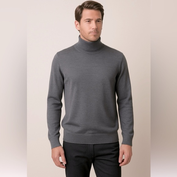 1886- JoS. A. Bank Traveler Charcoal Gray Merino Wool Turtleneck Sweater L NWT - Picture 1 of 5